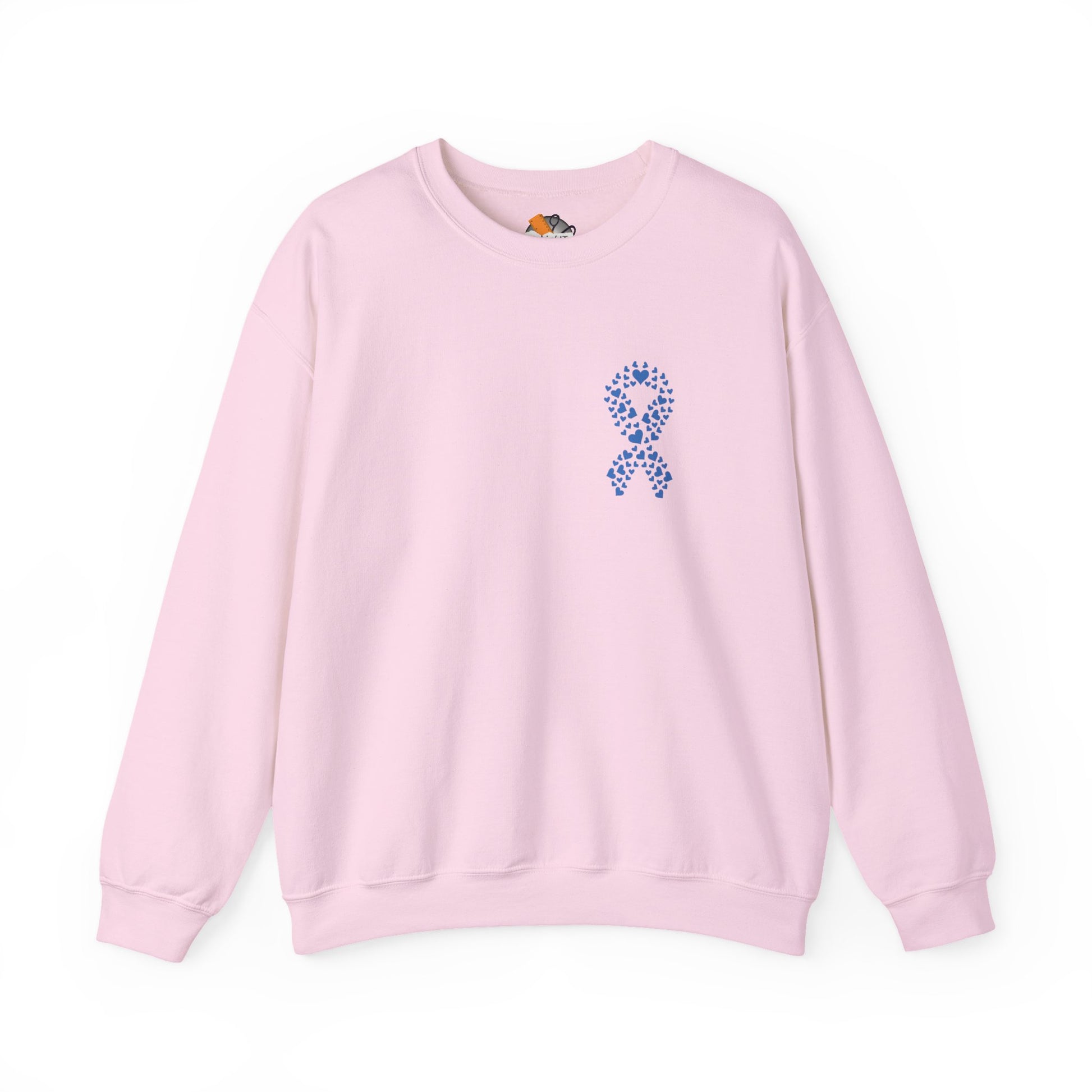 Light pink diabetes awareness crewneck sweatshirt — soft unisex fleece promoting support and awareness.