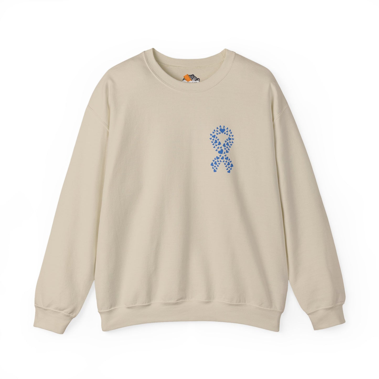 sand-colored diabetes awareness crewneck sweatshirt — cozy unisex fleece symbolizing strength and compassion.