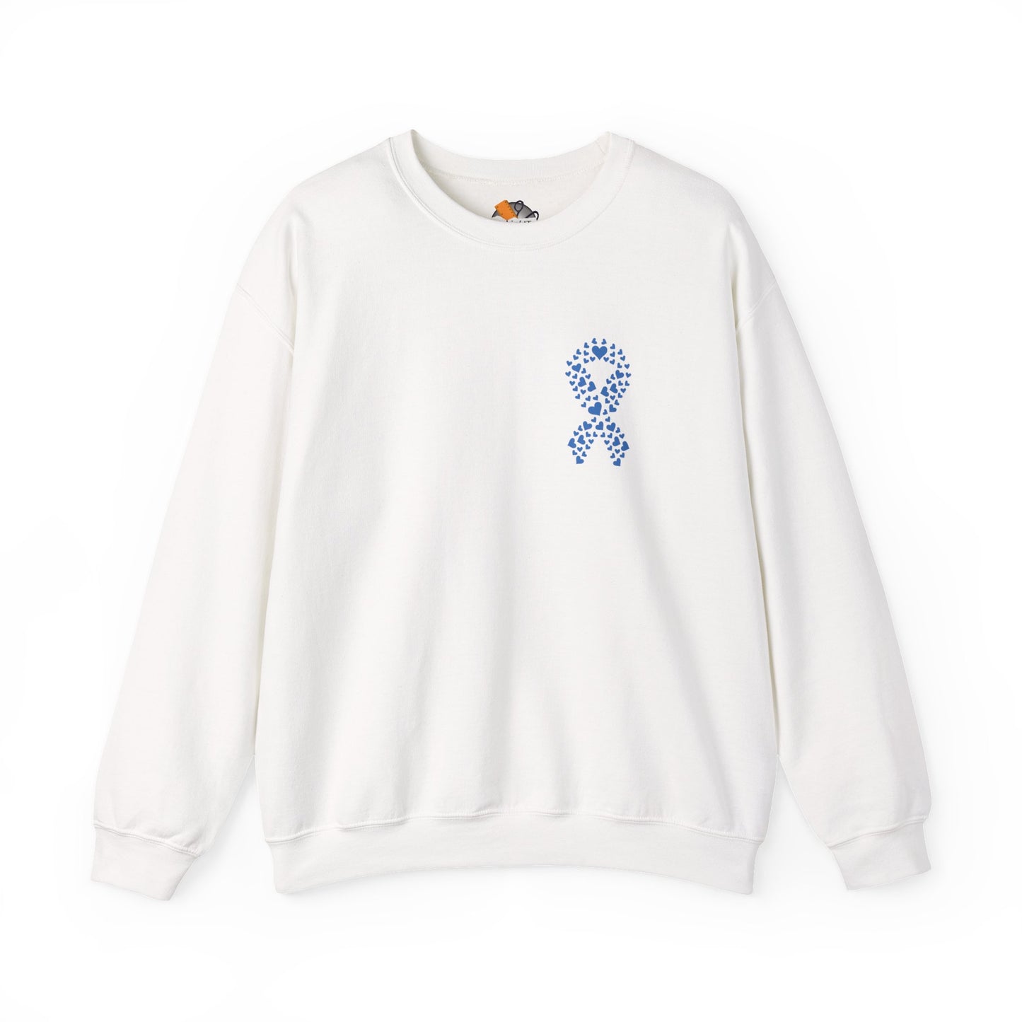 white diabetes awareness crewneck sweatshirt — soft unisex fleece representing hope, health, and unity.