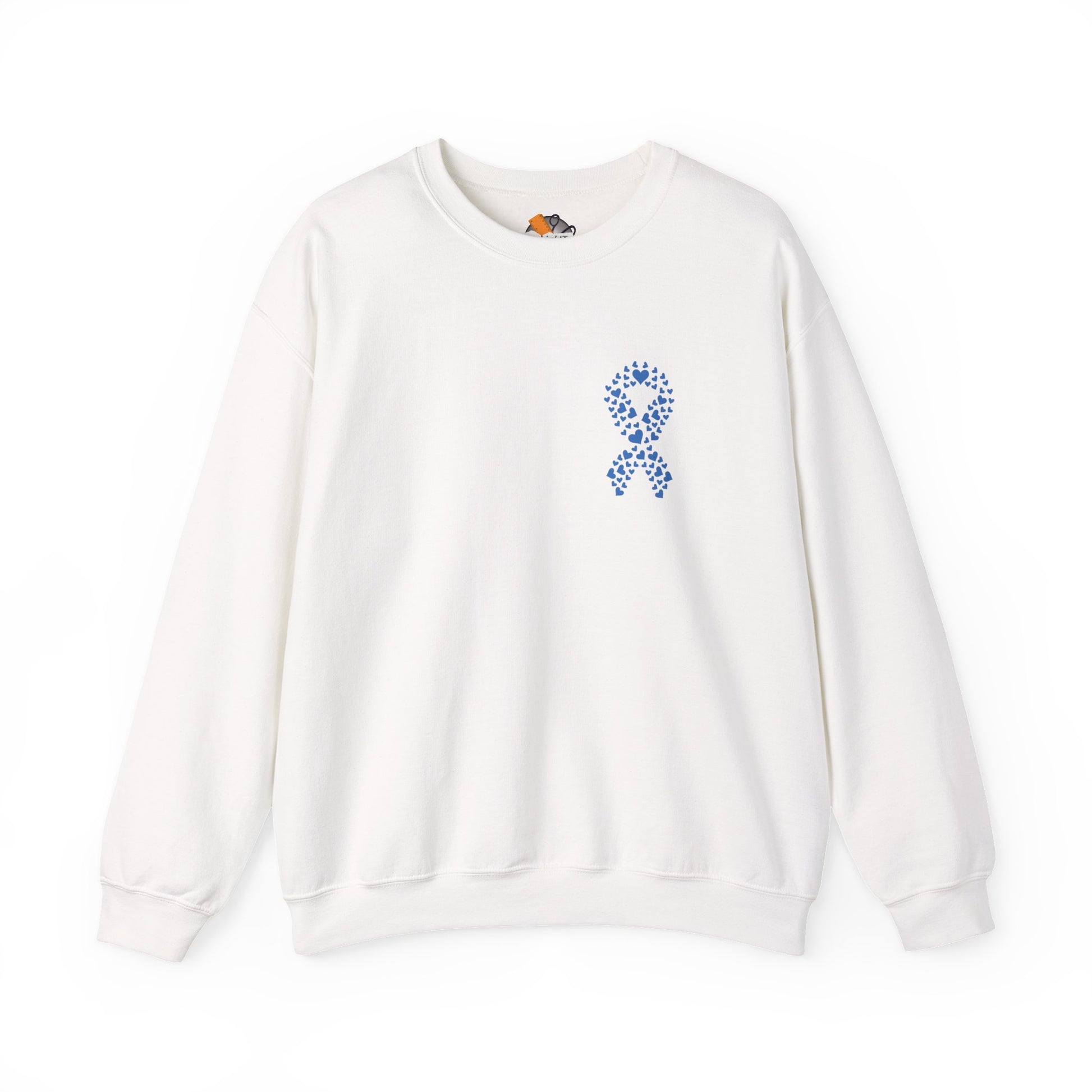 white diabetes awareness crewneck sweatshirt — soft unisex fleece representing hope, health, and unity.