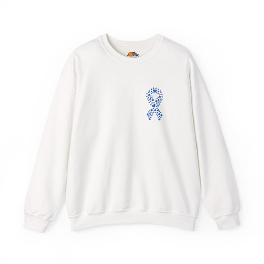 white diabetes awareness crewneck sweatshirt — soft unisex fleece representing hope, health, and unity.