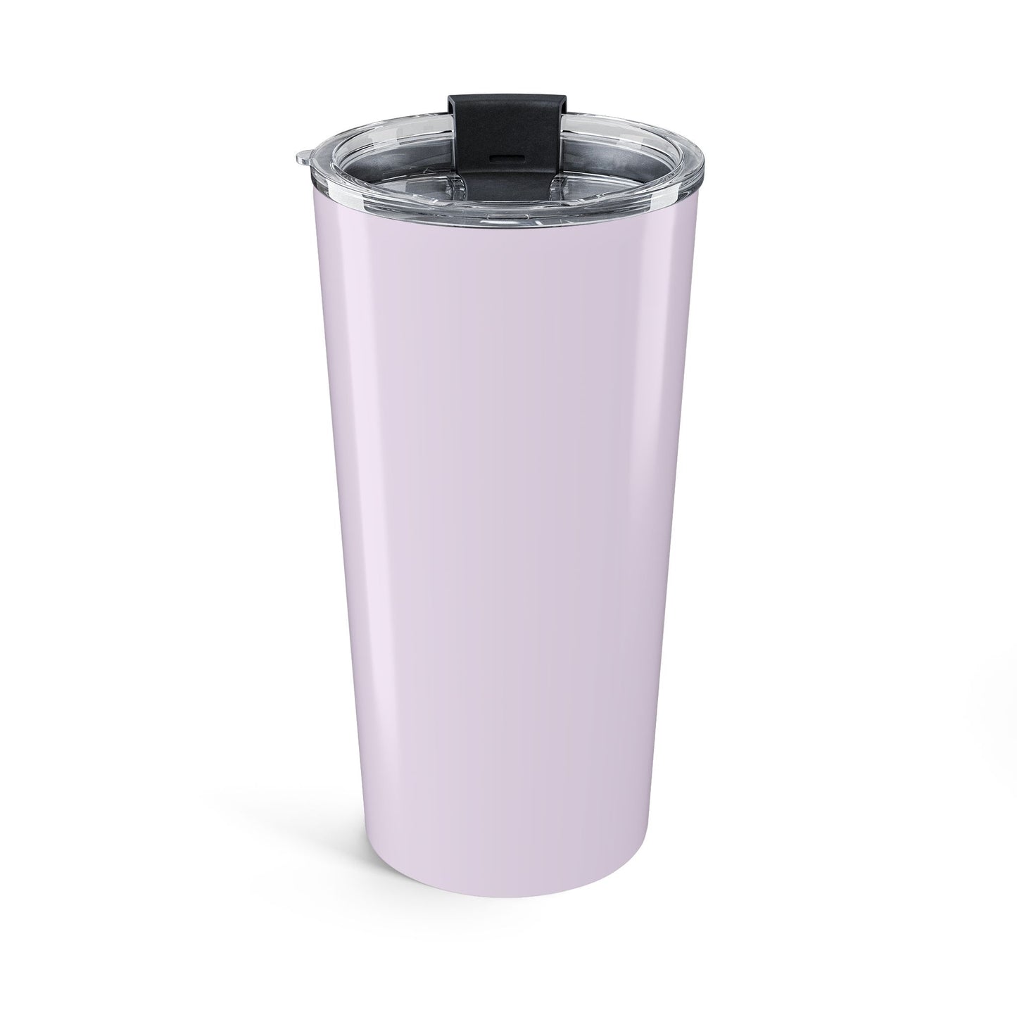Solid lilac stainless steel tumbler with glossy finish and clear lid — minimalist reusable drinkware for fall beverages.