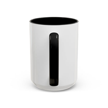 Back view of black “Spice Girl Energy” 15 oz accent mug showing glossy black handle and matching interior — modern and stylish fall coffee cup.