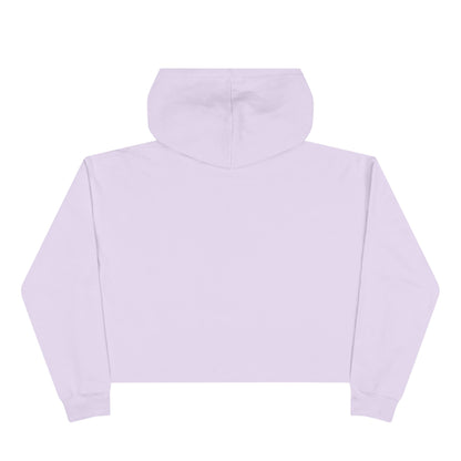 Back view of lilac “Spice Girl Energy” cropped hoodie — lightweight fall sweatshirt in soft purple tone, minimalist women’s autumn fashion.