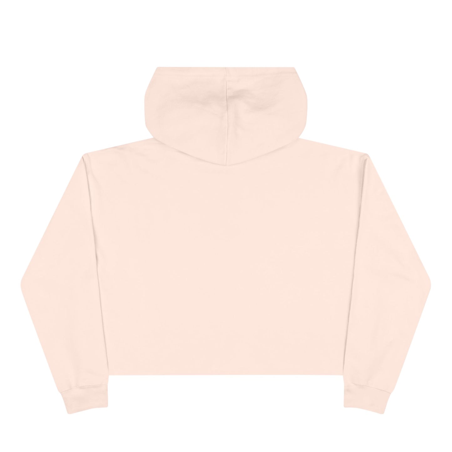 Back view of pale pink “Spice Girl Energy” cropped hoodie — soft women’s fall hoodie in light blush tone, perfect for comfy coffee mornings.