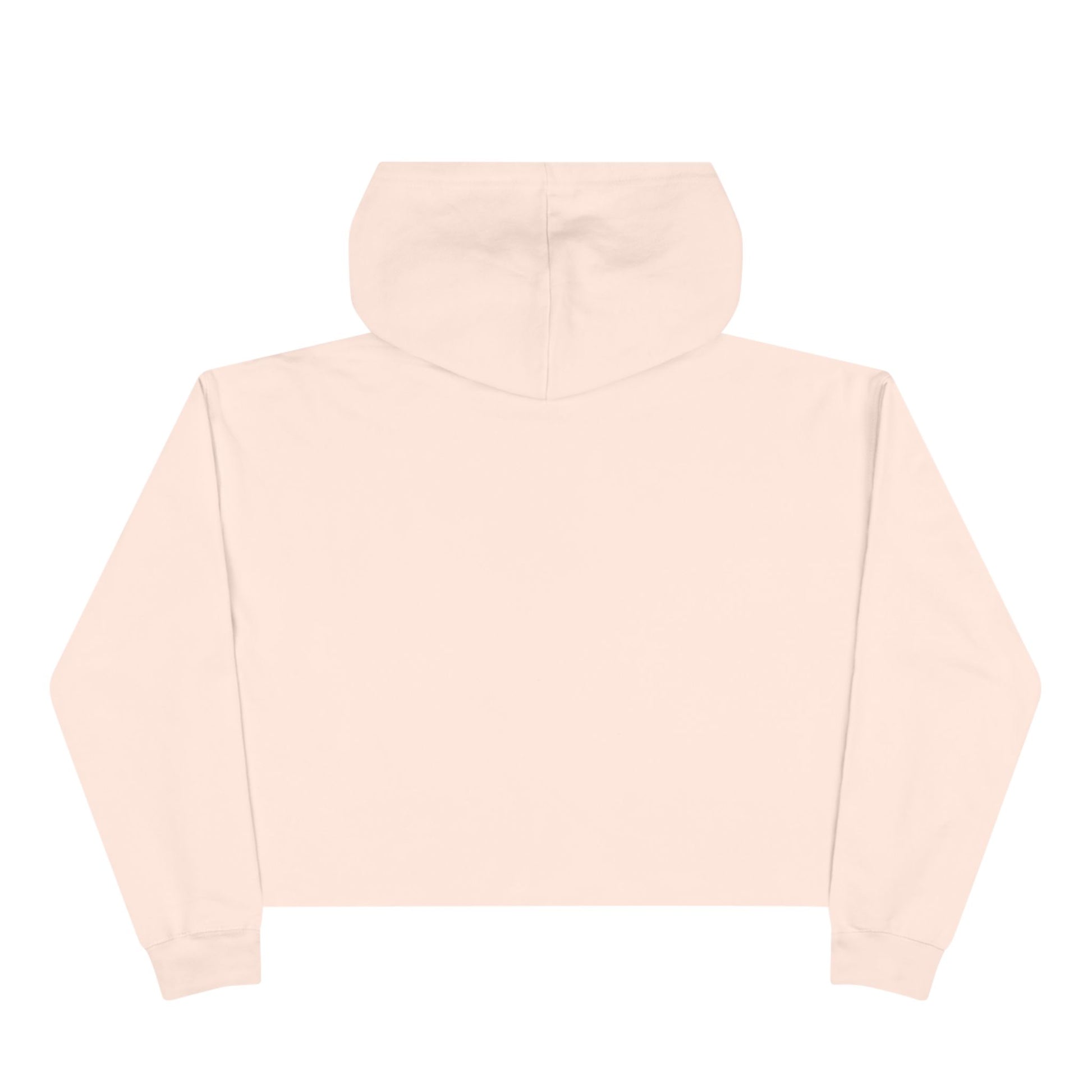 Back view of pale pink “Spice Girl Energy” cropped hoodie — soft women’s fall hoodie in light blush tone, perfect for comfy coffee mornings.