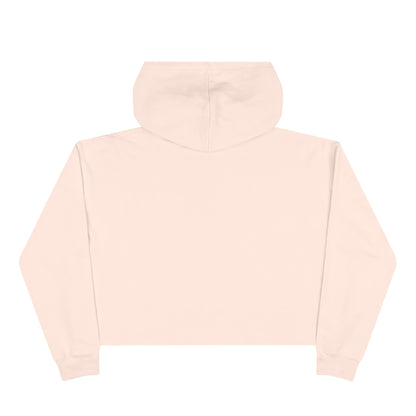 Back view of pale pink “Spice Girl Energy” cropped hoodie — soft women’s fall hoodie in light blush tone, perfect for comfy coffee mornings.