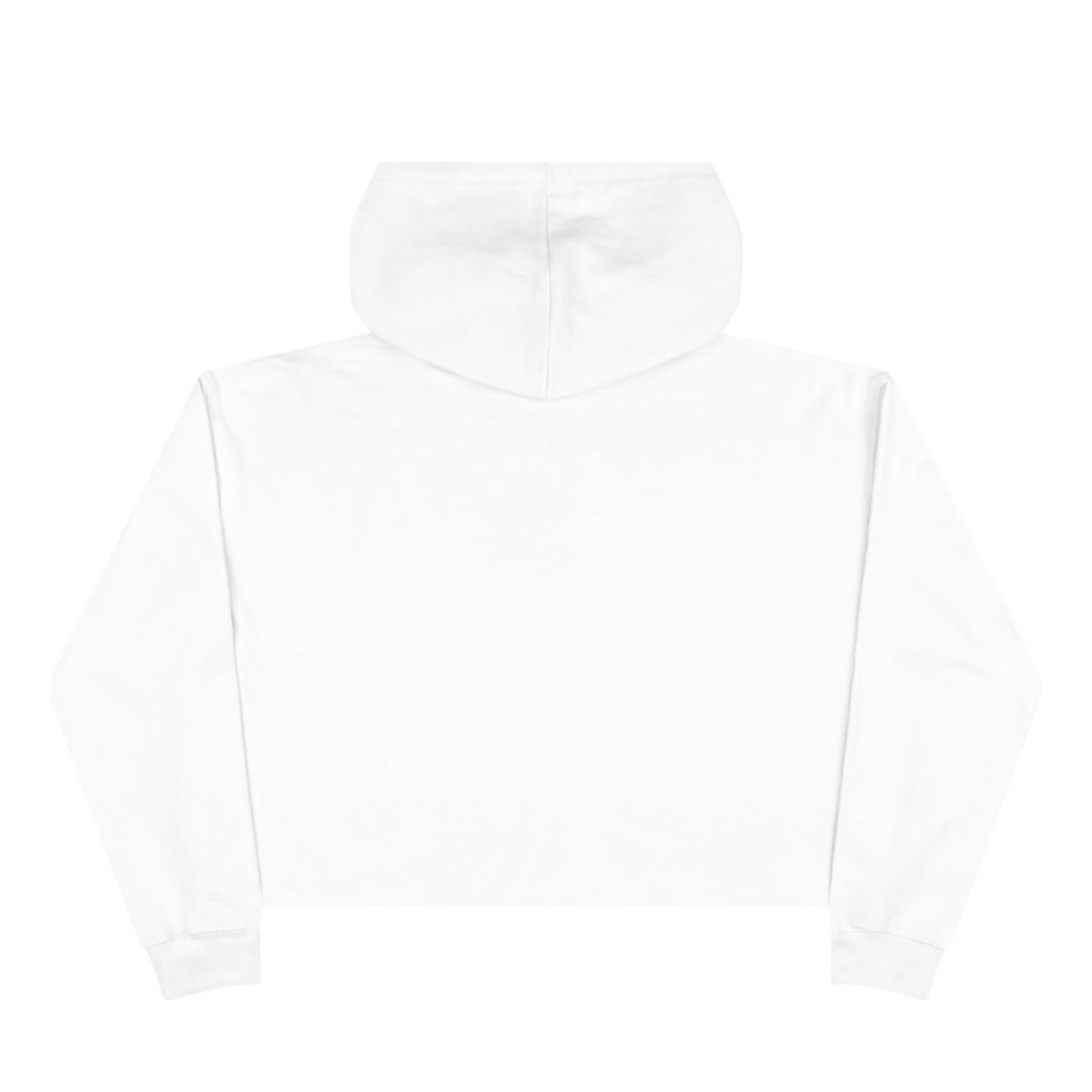 Back view of white “Spice Girl Energy” cropped hoodie — soft, minimalist fall hoodie for women with a clean modern look.