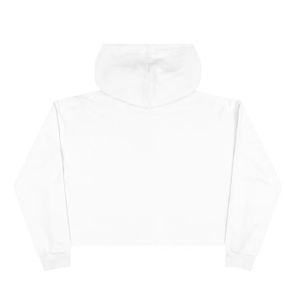 Back view of white “Spice Girl Energy” cropped hoodie — soft, minimalist fall hoodie for women with a clean modern look.