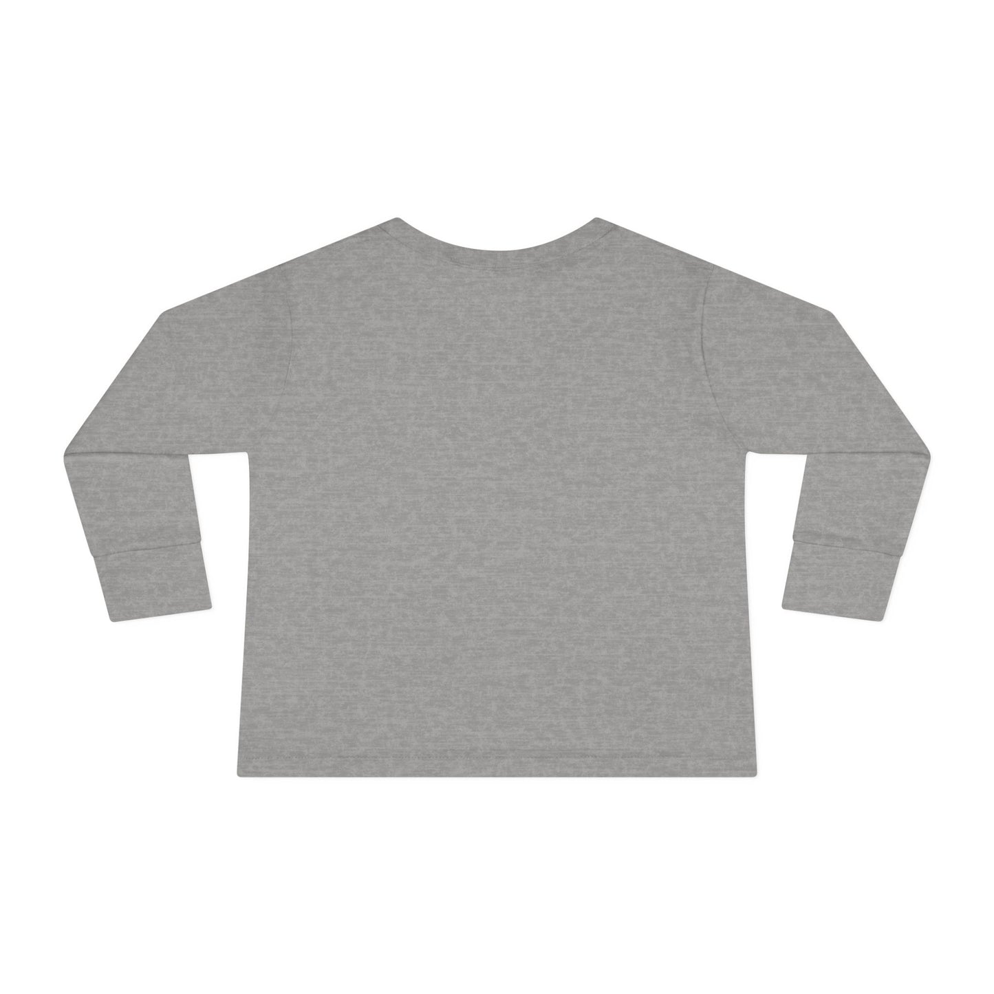 Back view of heather gray Stronger Than Sugar toddler long sleeve shirt — cozy unisex awareness tee promoting diabetes strength and hope.