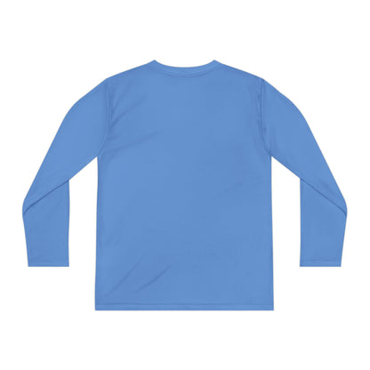 Back view of Carolina Blue Stronger Than Sugar youth long sleeve shirt — light blue diabetes awareness tee symbolizing strength, unity, and care.