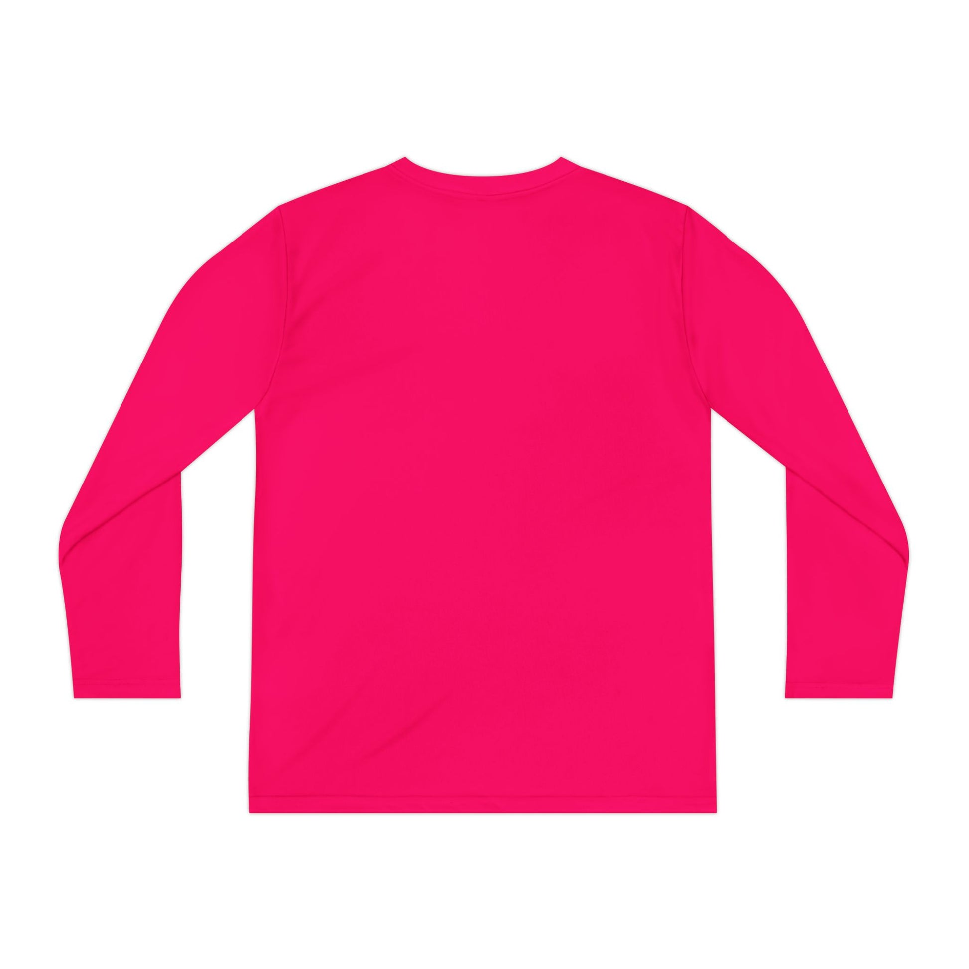 Back view of pink raspberry Stronger Than Sugar youth long sleeve shirt — vibrant unisex awareness tee supporting diabetes strength and confidence.