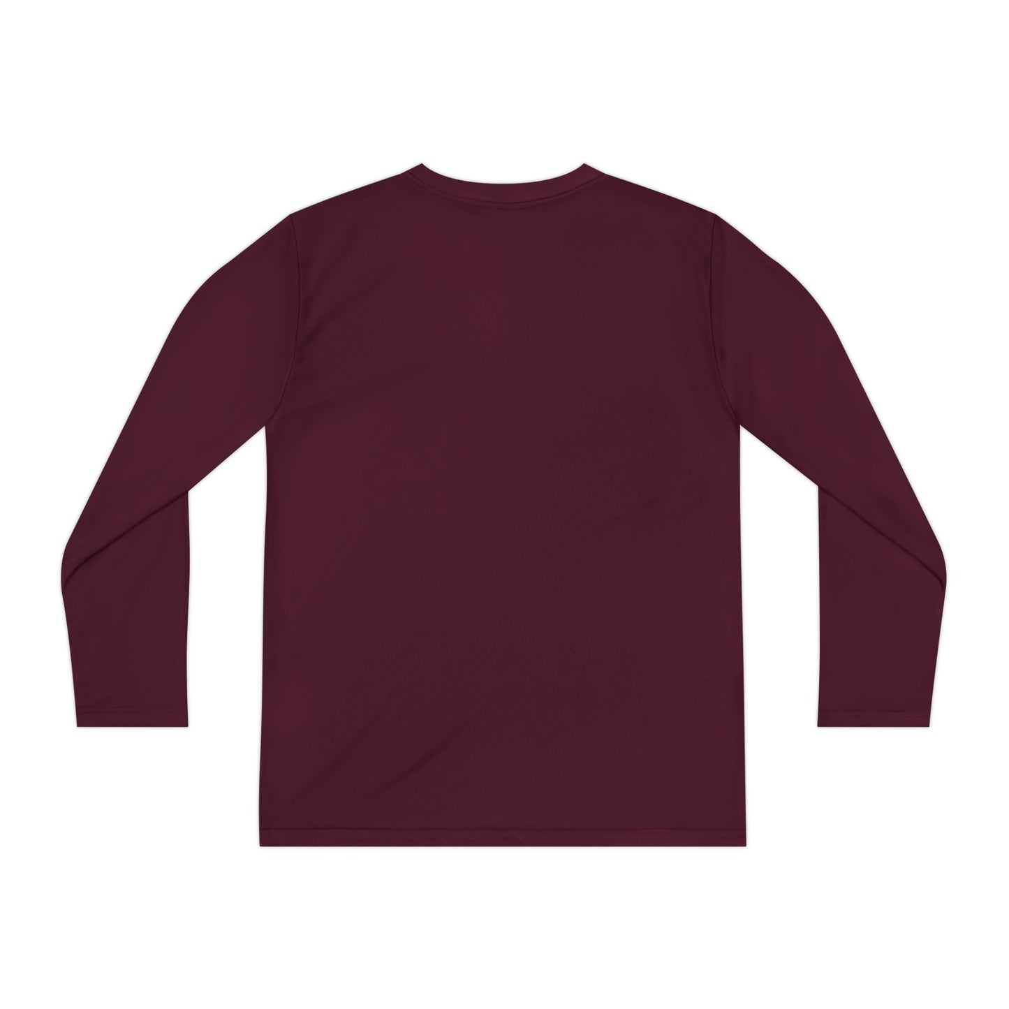 Back of maroon Makin’ It By Lady Ev long sleeve Halloween shirt with ghost theme design.