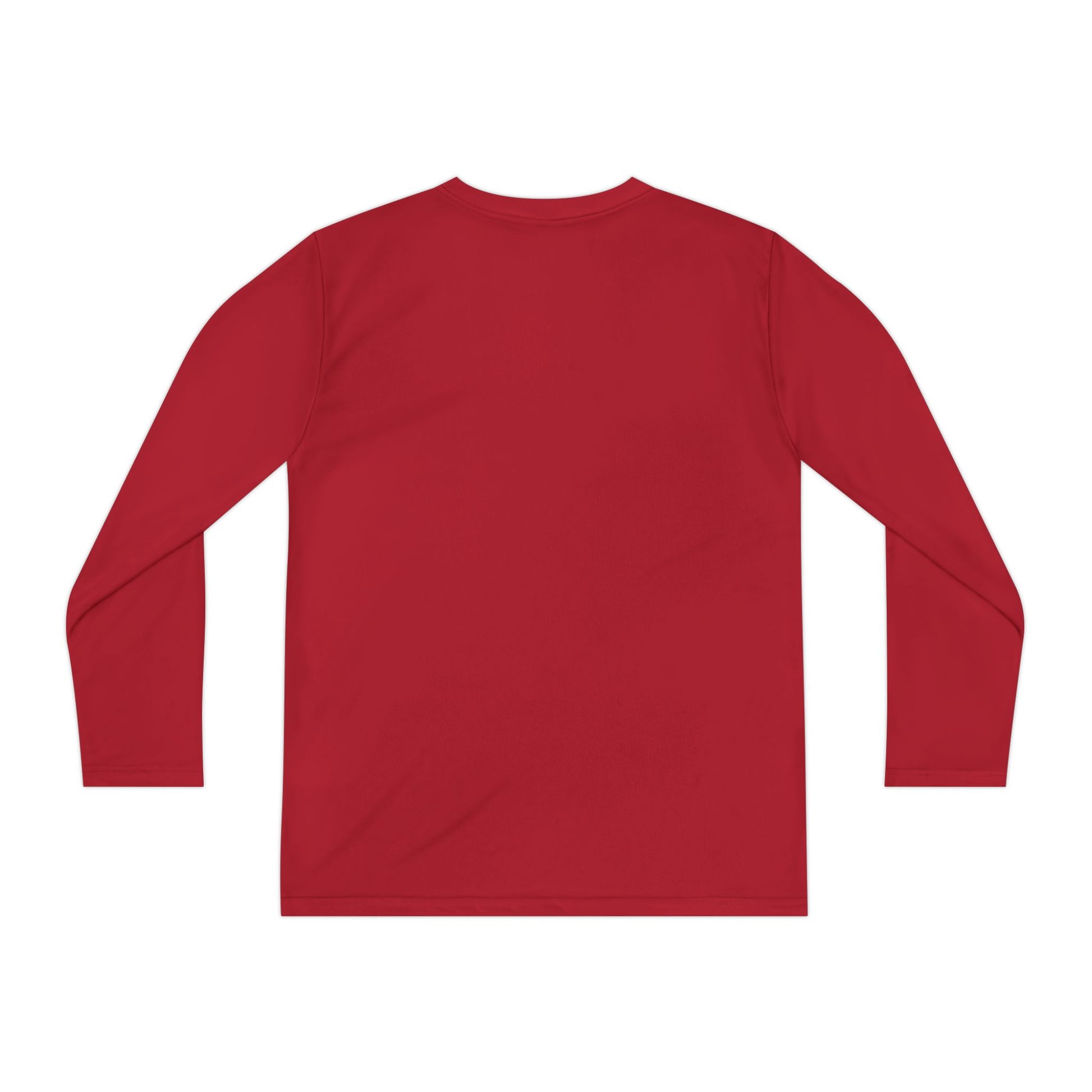 Red long sleeve Halloween shirt with three cheerful ghosts in orange beanies holding coffee cups and bats flying above, from Makin’ It By Lady Ev.