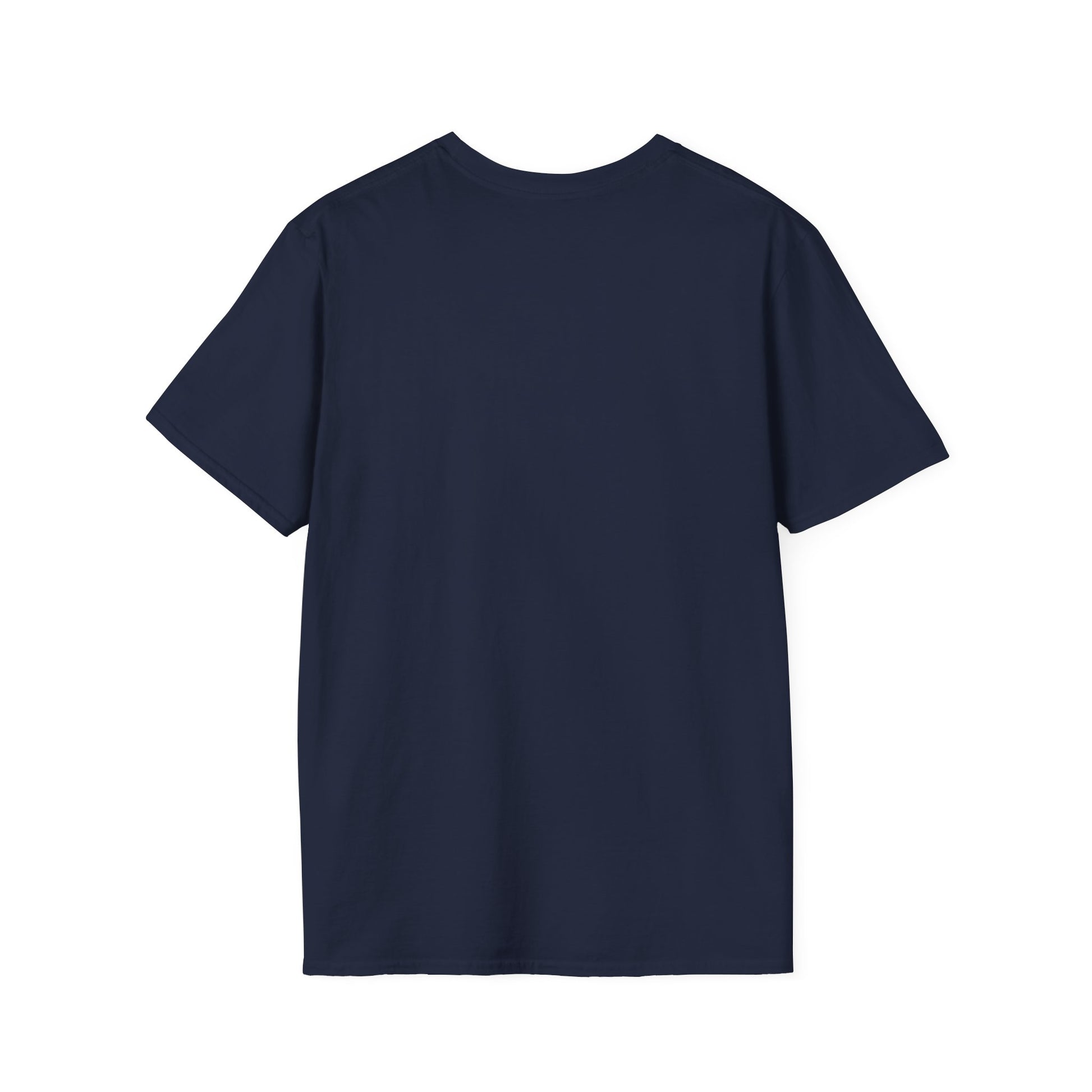 Plain navy blue t-shirt back view, unisex blank tee by Makin’ It By Lady Ev.