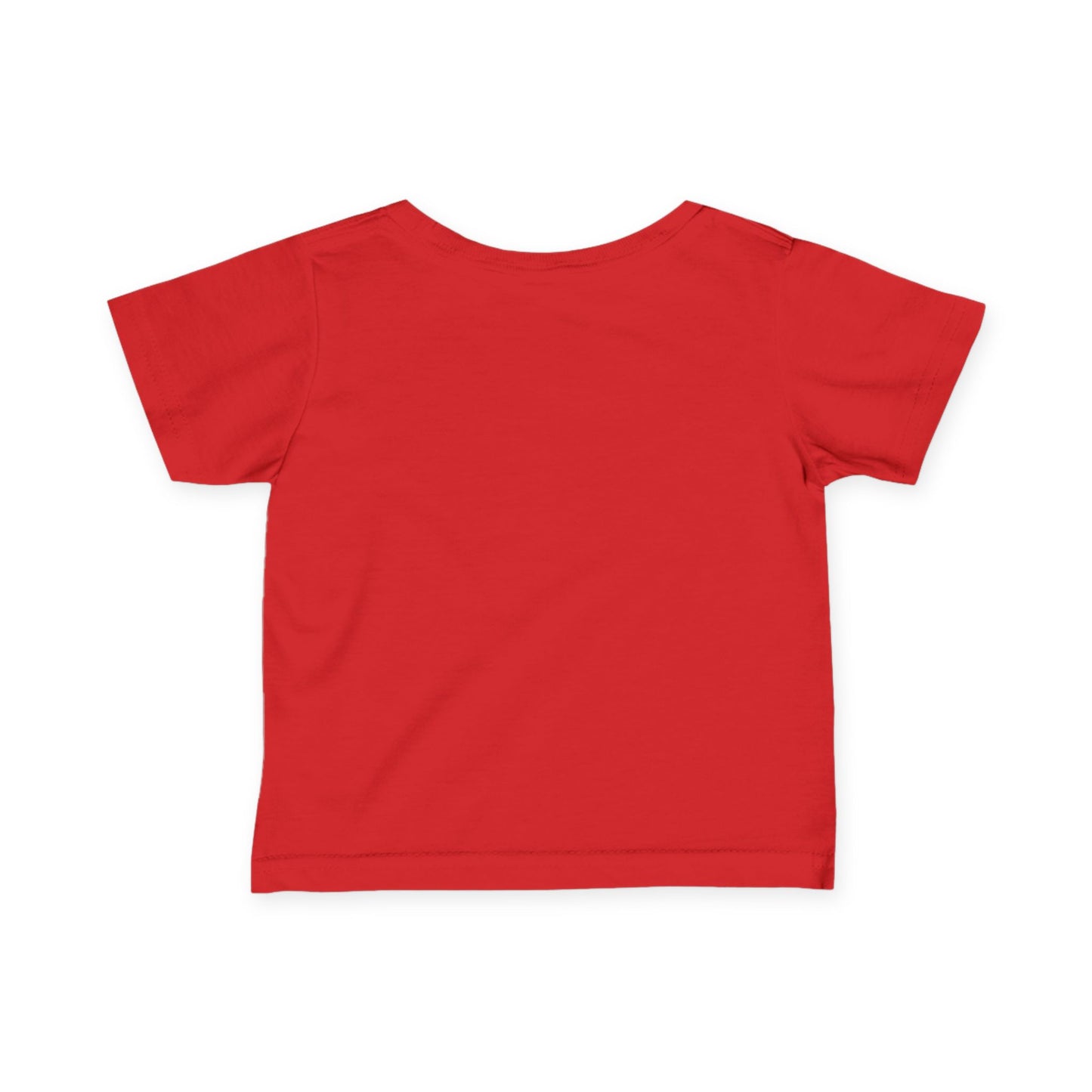 Back view of toddler girls’ red cotton short sleeve t-shirt for casual wear