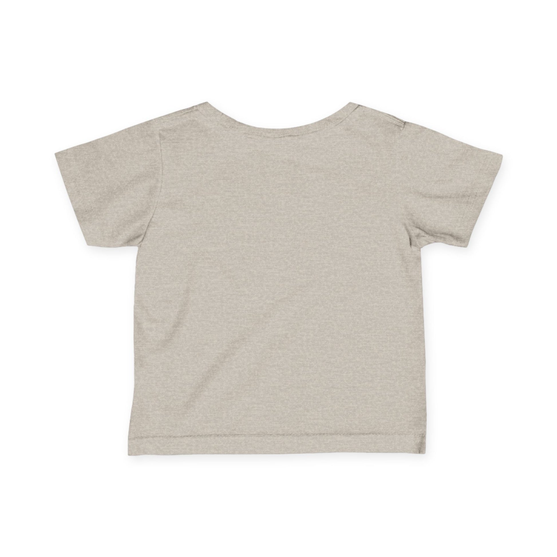 Back view of toddler oatmeal heather blank t-shirt for custom printing