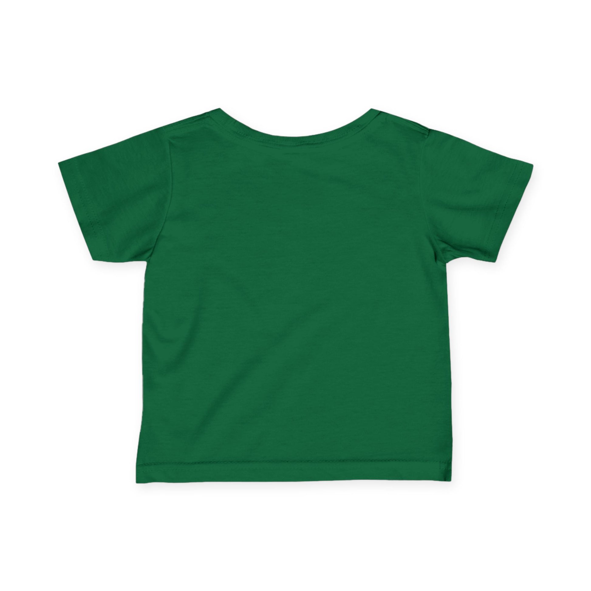 Back view of toddler short sleeve t-shirt in dark green