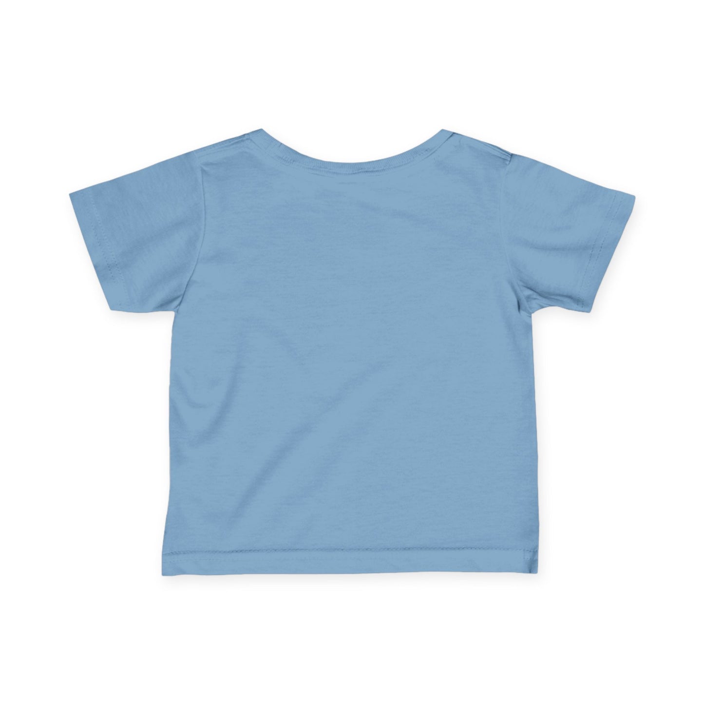 Back view of toddler short sleeve t-shirt in light blue
