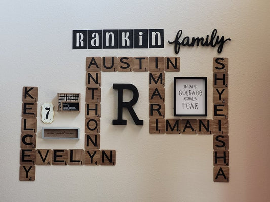 Custom Scrabble Wall Tiles | Personalized Family Name Wall Art (4x4 or 5x5)