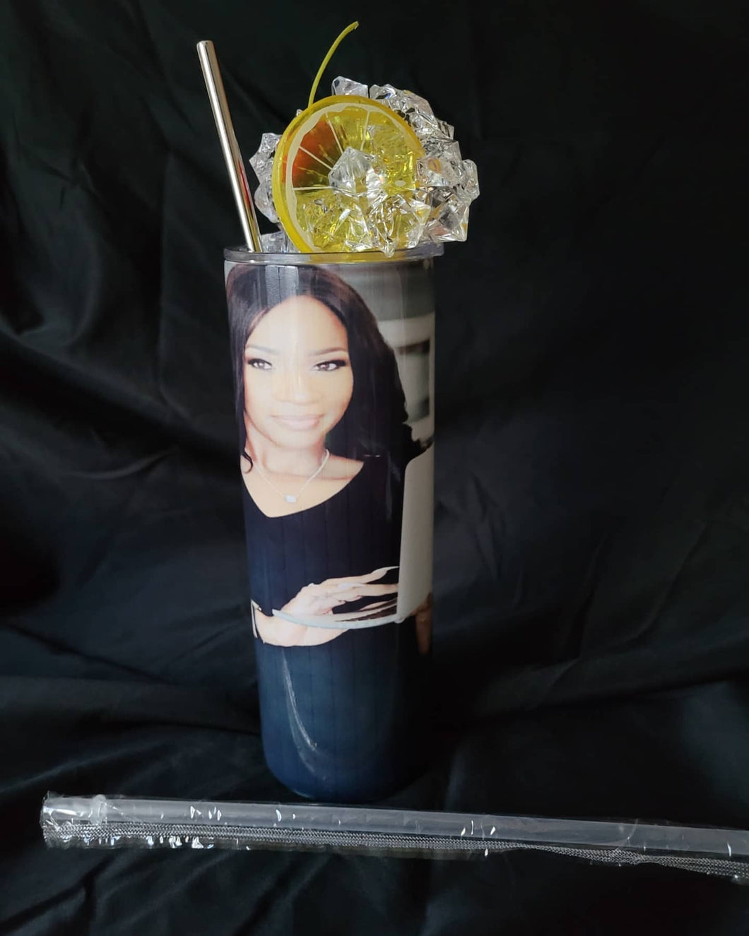 20oz Skinny Tumbler with Custom Image & Faux Topping